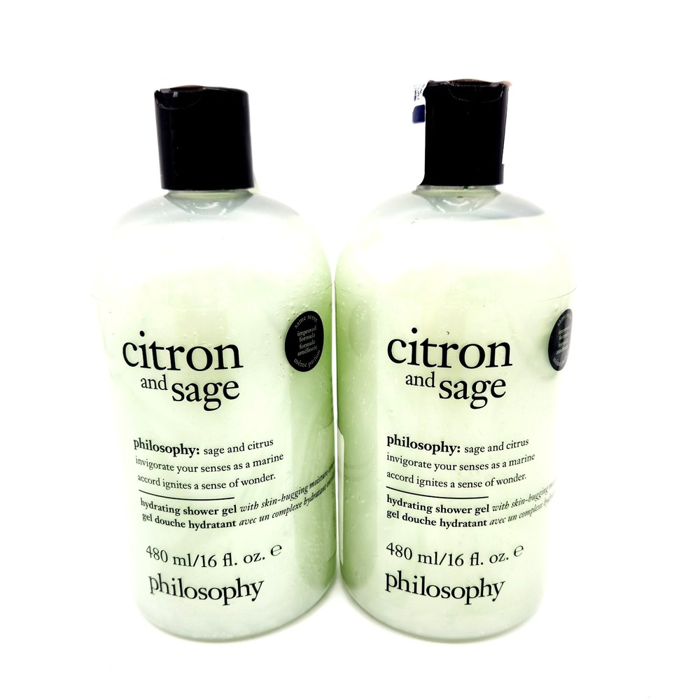 Philosophy 2x 16oz Citron Sage Shampoo Shower Gel Bubble Bath